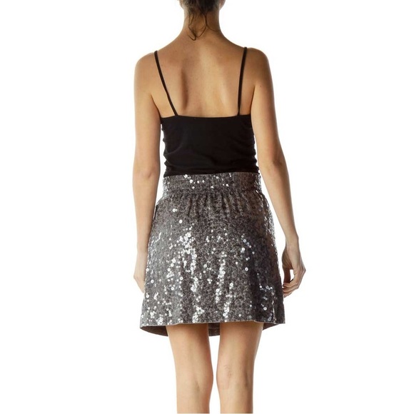 Garnet Hill Silver Gray Sequined Formal Mini Skirt Women’s Size XS - Picture 3 of 8